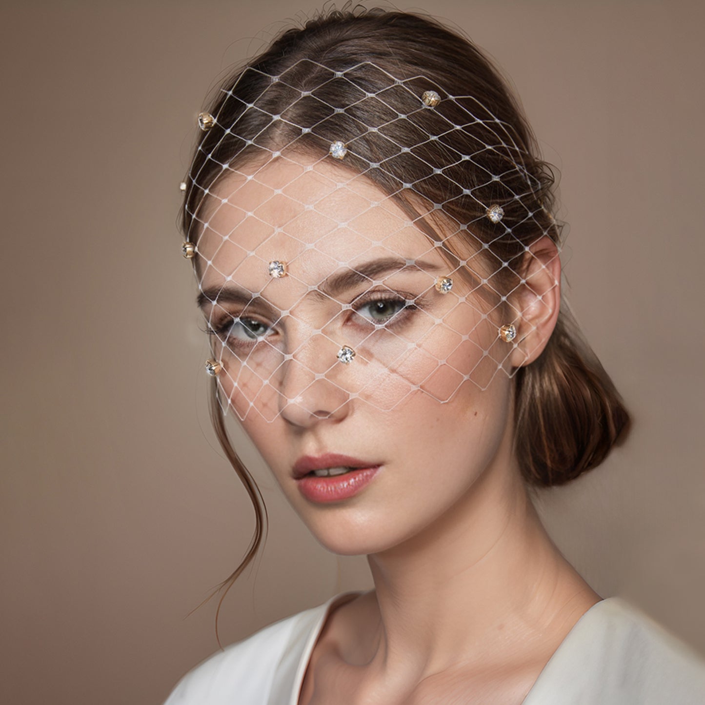 Rhinestone Birdcage Bridal Veil Wedding Headband Veil - Bridella BMA18