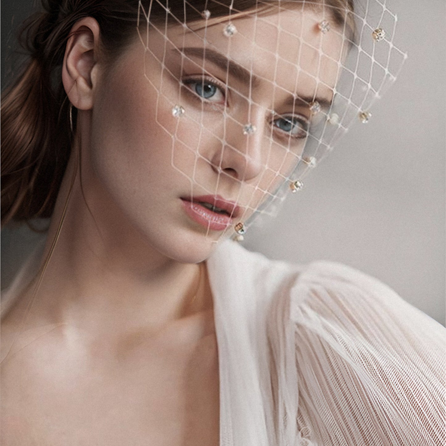 Rhinestone Birdcage Bridal Veil Wedding Headband Veil - Bridella BMA18