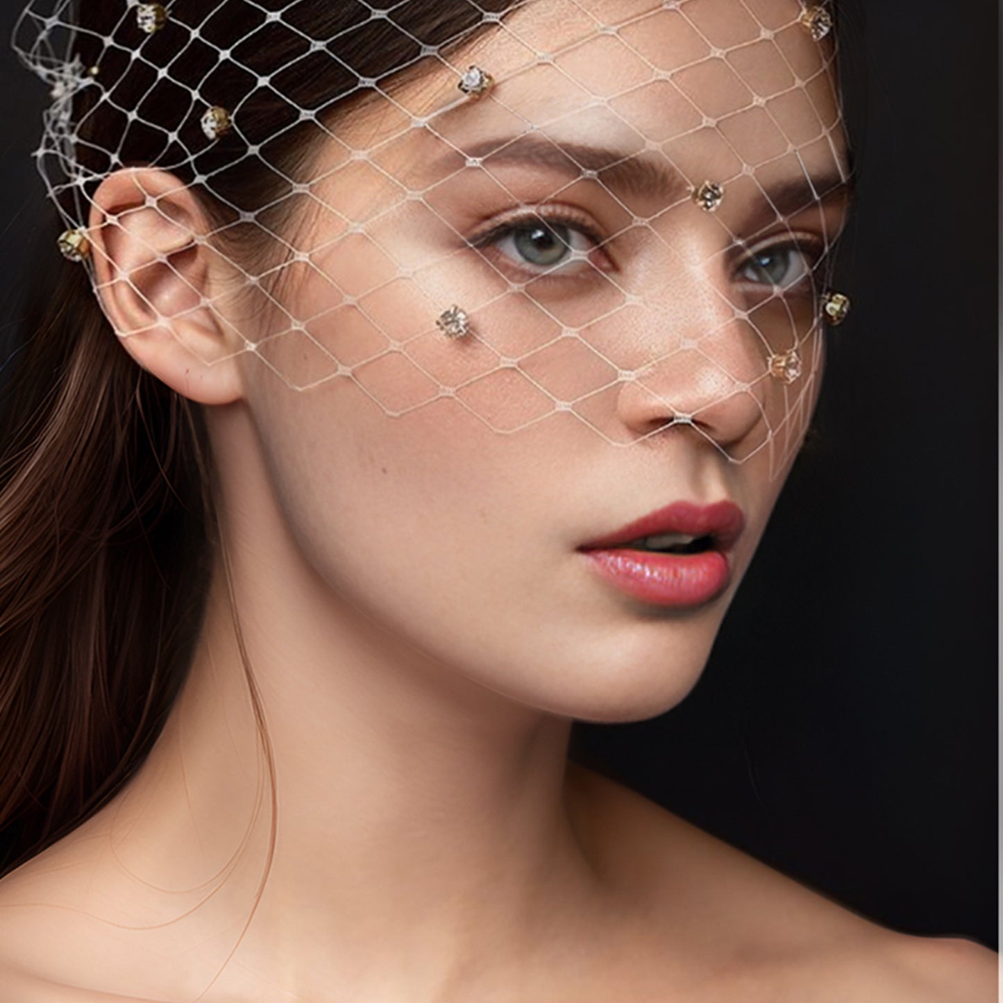 Rhinestone Birdcage Bridal Veil Wedding Headband Veil - Bridella BMA18