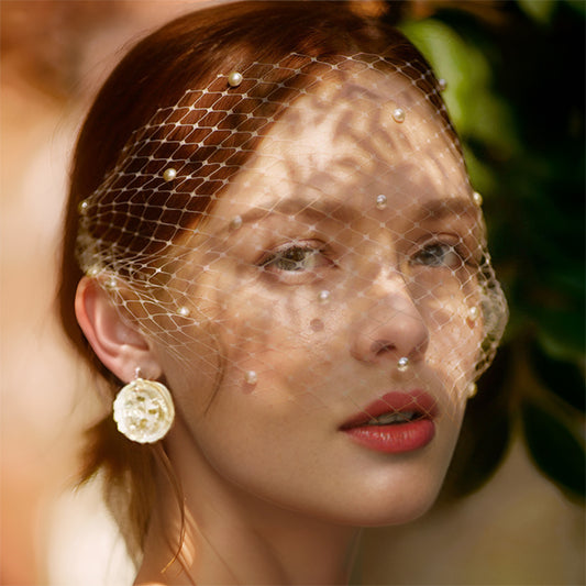 Pearl Birdcage Bridal Veil Elegant Wedding Veil - Bridella BMA19