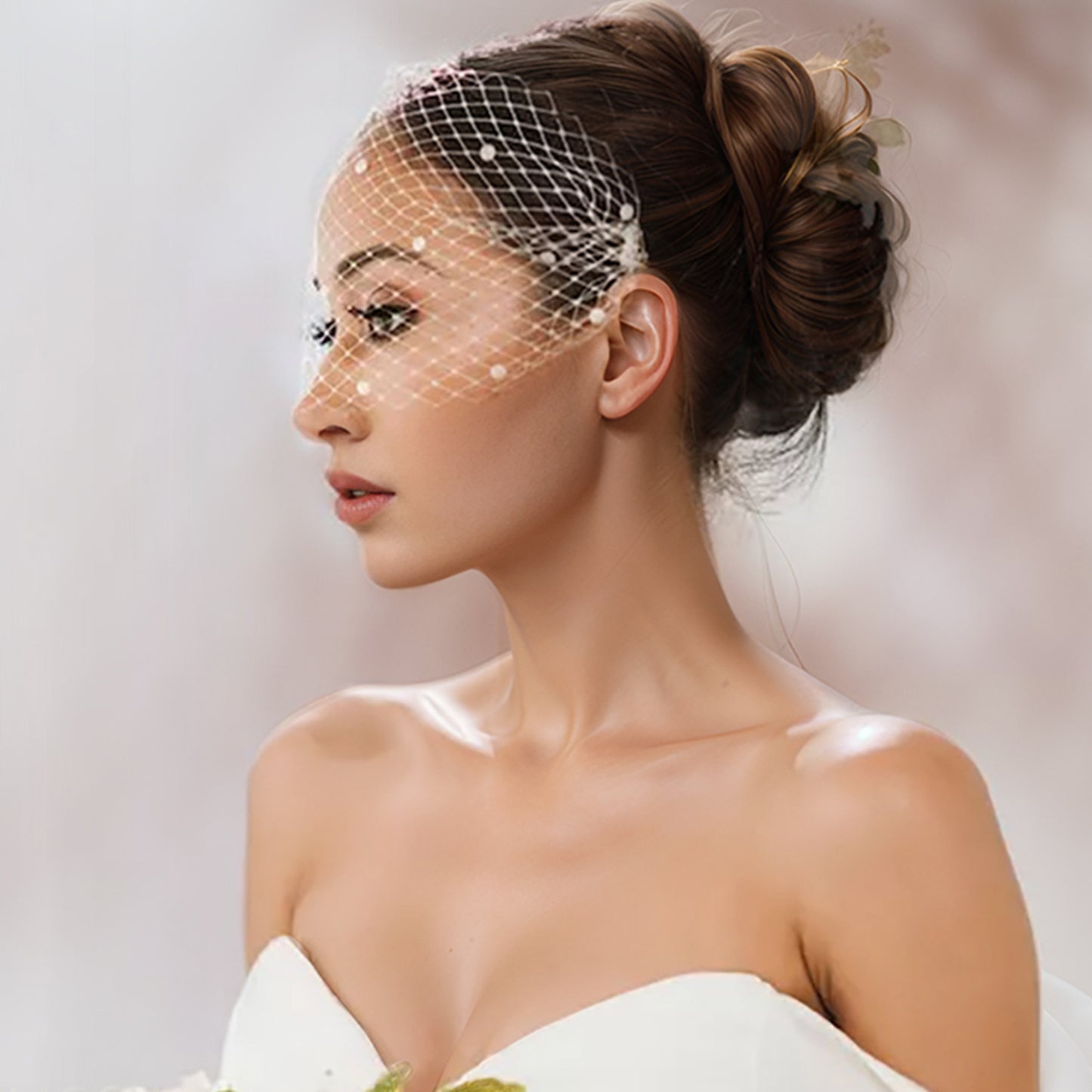 Pearl Birdcage Bridal Veil Elegant Wedding Veil - Bridella BMA19