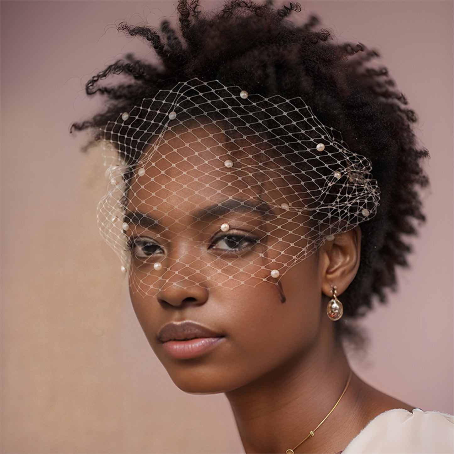 Pearl Birdcage Bridal Veil Elegant Wedding Veil - Bridella BMA19