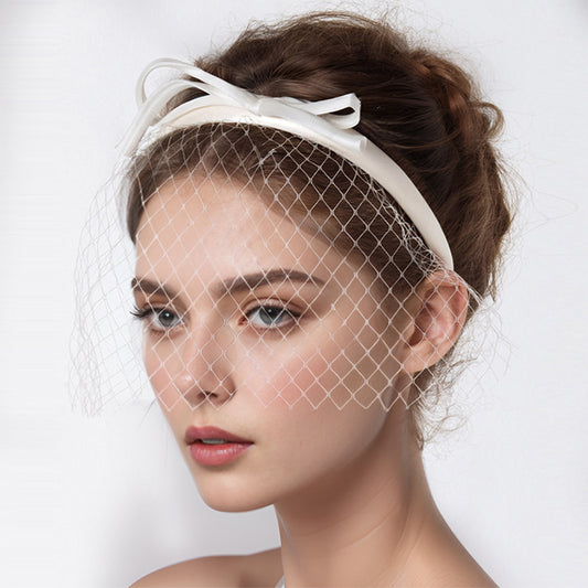 Bow Birdcage Bridal Veil Wedding Headband Veil - Bridella BMA23-W