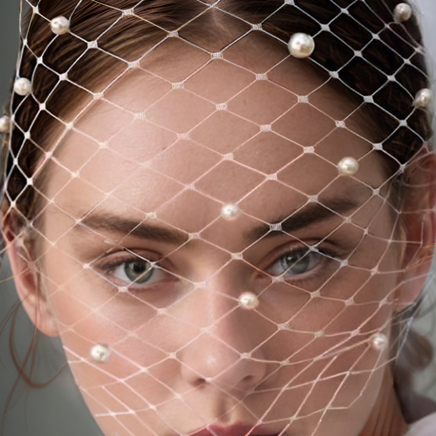Classic Pearl Bridal Veil Wedding Blusher Veil - Bridella BMA31
