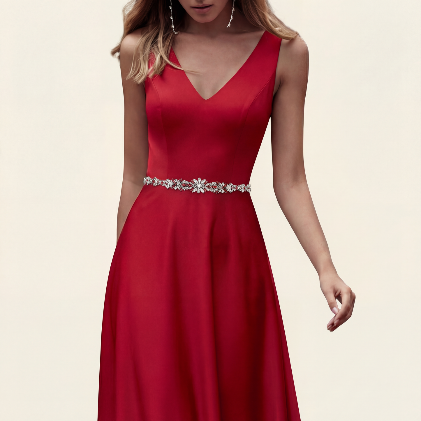 Burgundy Rhinestone Belt - Bridella BS122R