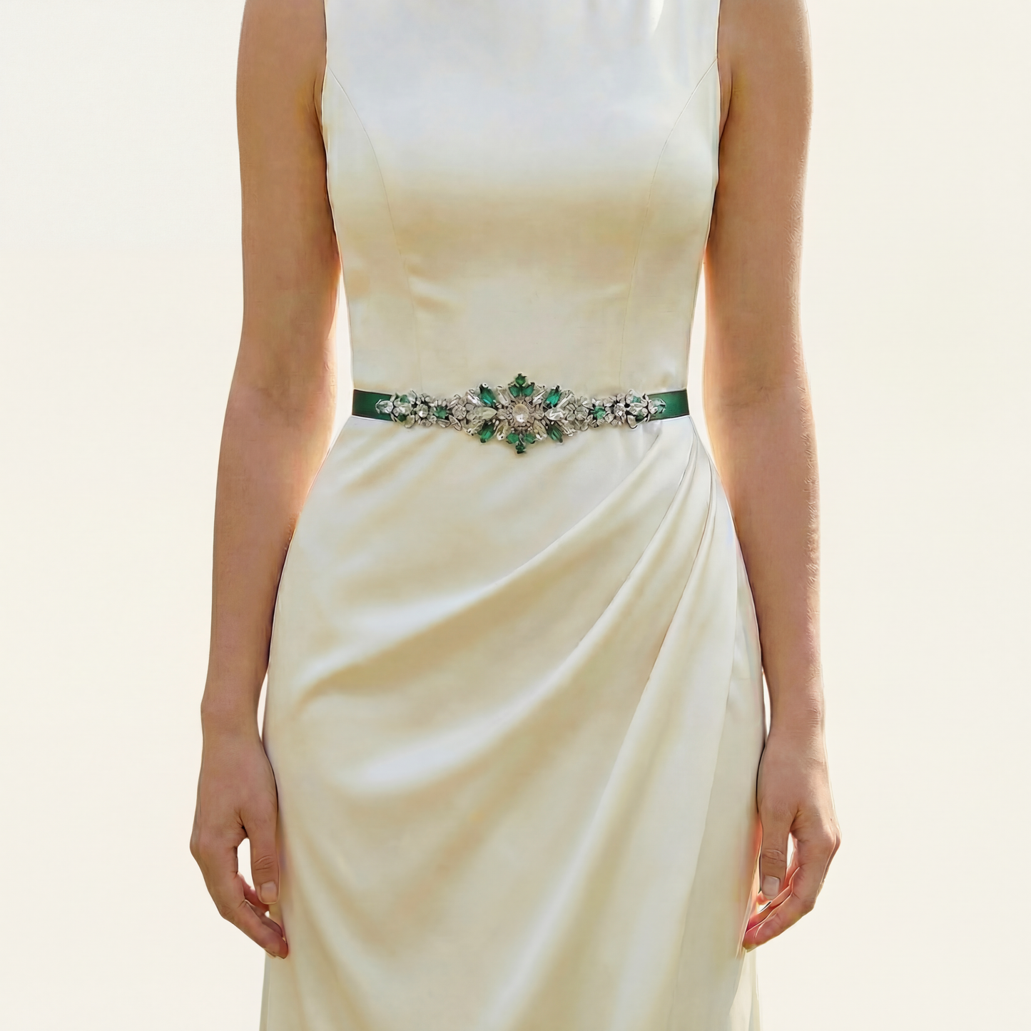 Emerald Rhinestone Belt - Bridella BS133KL