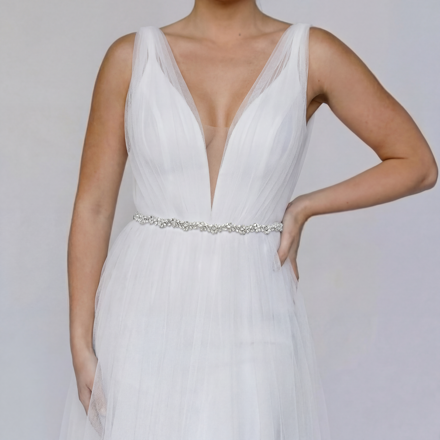 Off White Rhinestone Bridal Belt Wedding Sash – Bridella BS37