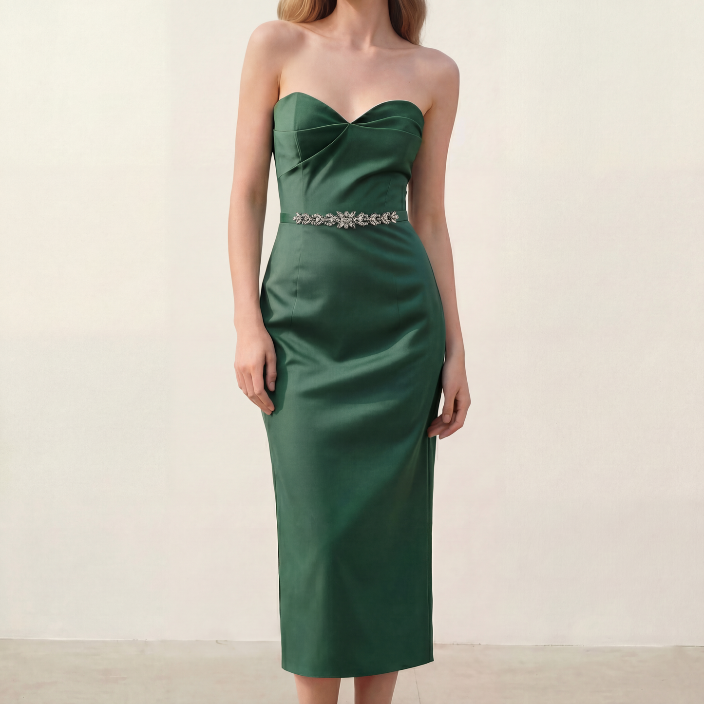 Green Rhinestone Bridal Belt Sash for Wedding - Bridella BS57KL