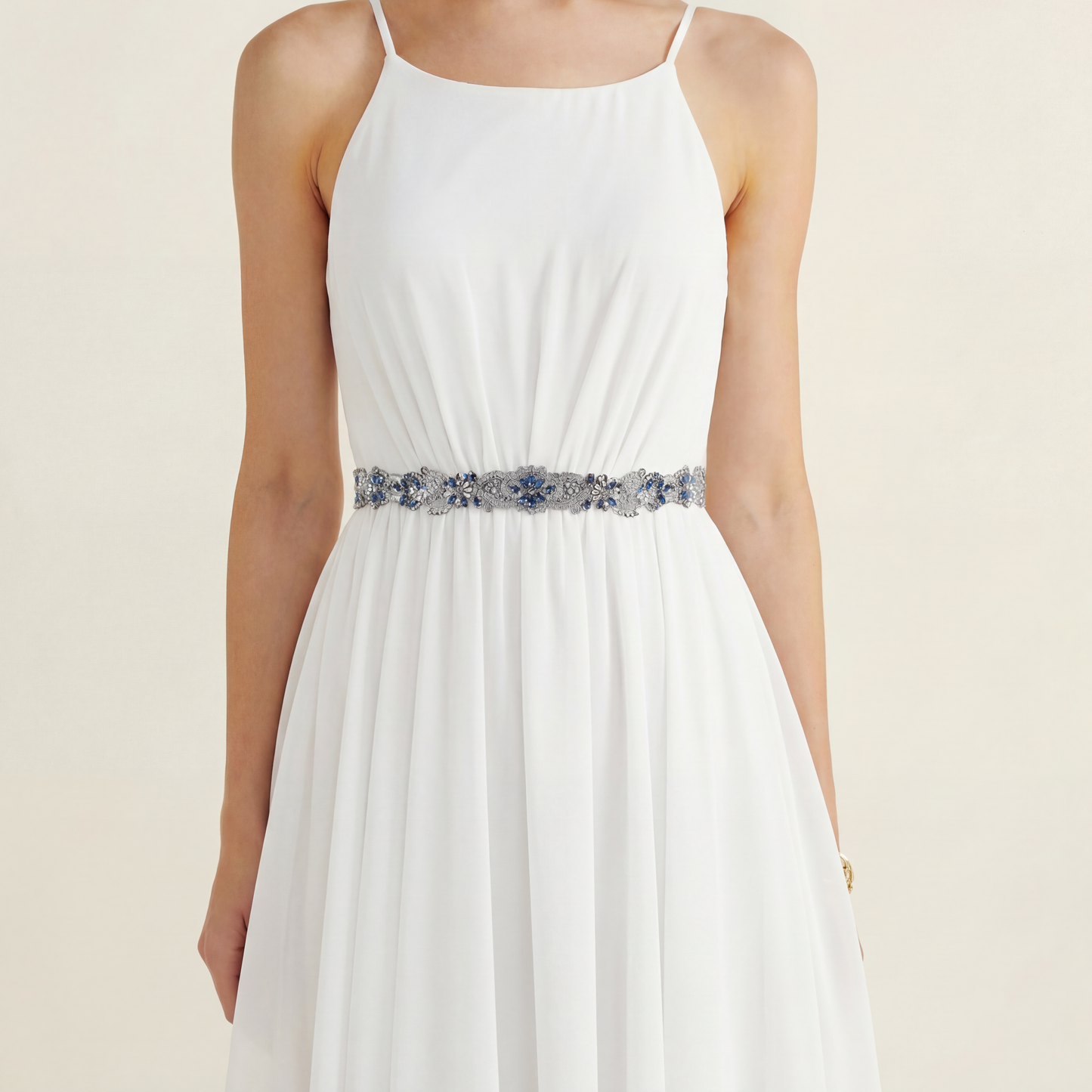 Navy Blue Rhinestone Bridal Sash Wedding Dress Belt – Bridella BS106ML