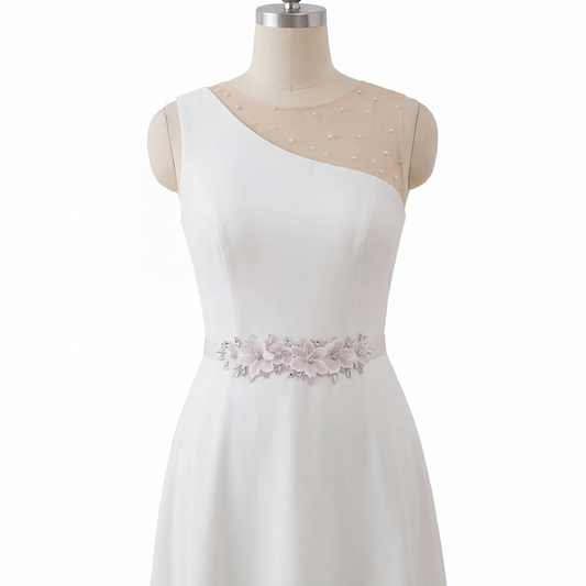 Off White Rhinestone Bridal Belt Wedding Sash – Bridella BS63