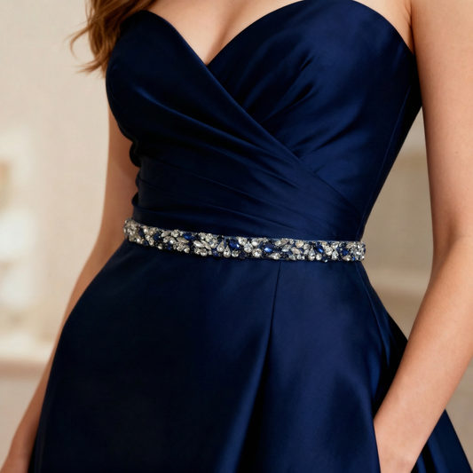 Navy Rhinestone Bridal Belt – Bridella BS85ML