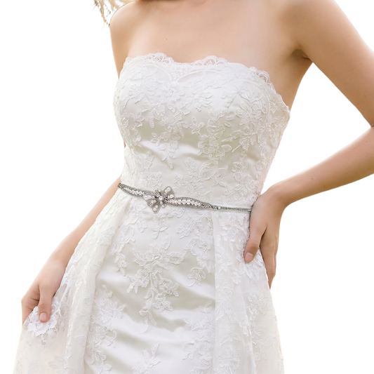 Off White Rhinestone Pearl Bridal Belt – Bridella BS97