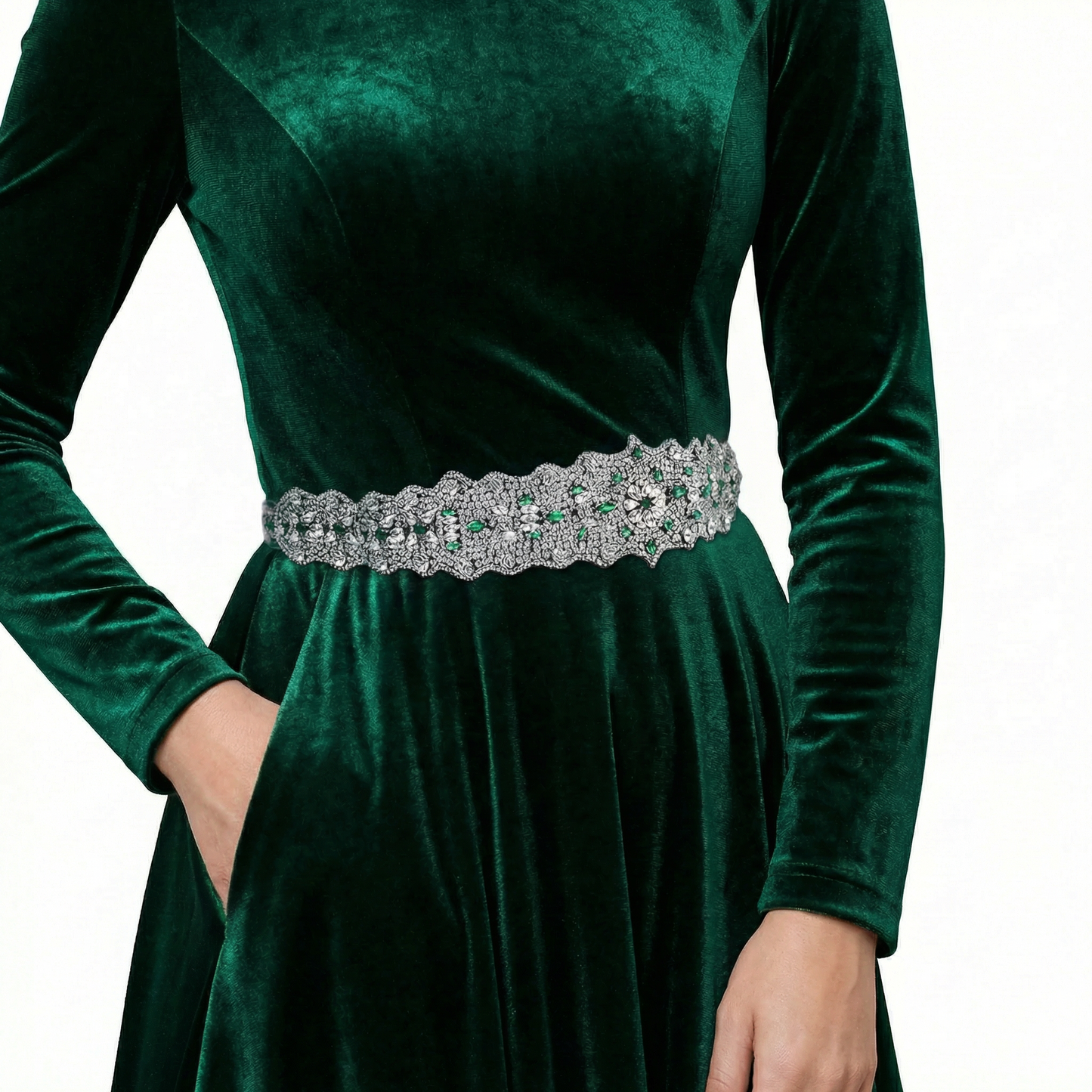 Green Rhinestone Bridal Belt Wedding Sash – Bridella BS233LKL