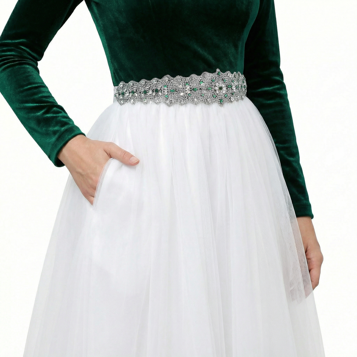 Green Rhinestone Bridal Belt Wedding Sash – Bridella BS233LKL