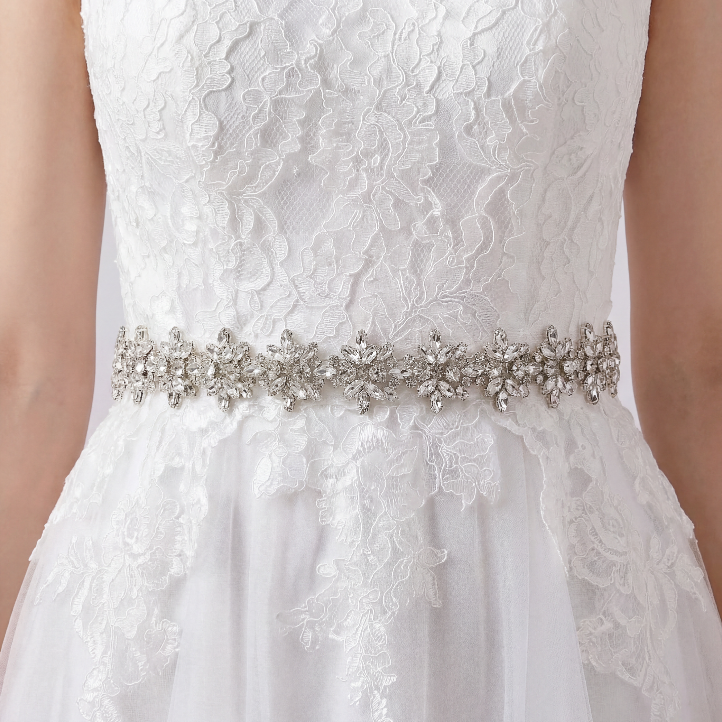 Black Rhinestone Elastic Bridal Belt Luxury - Bridella BS269-D