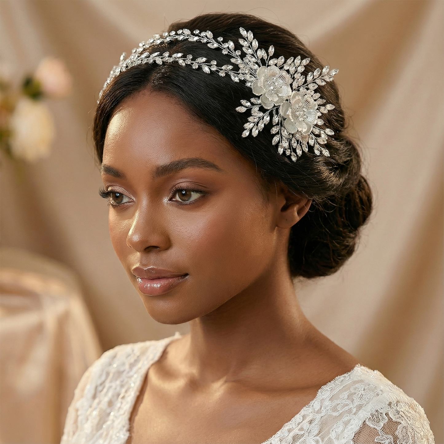 Bridella BHP284-S Silver Rhinestone Crown