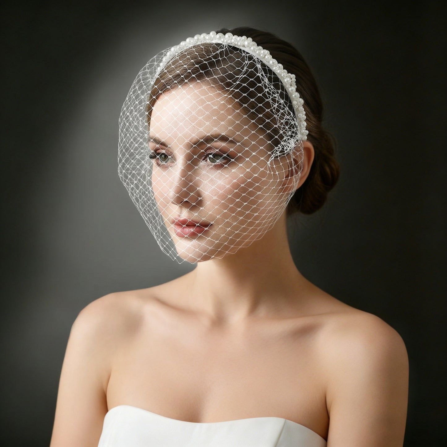 Beaded Birdcage Bridal Veil Wedding Headband - Bridella BVA30-I