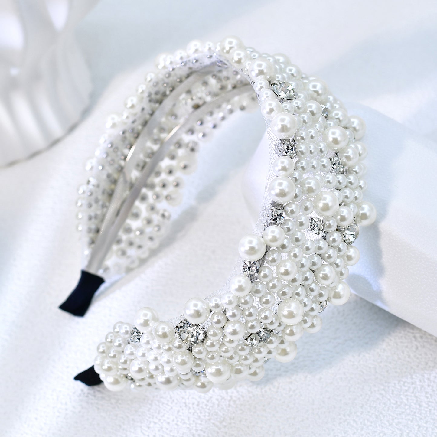 Retro Pearl Rhinestone Bridal Headband Party Hair Accessories - Bridella BYXA210