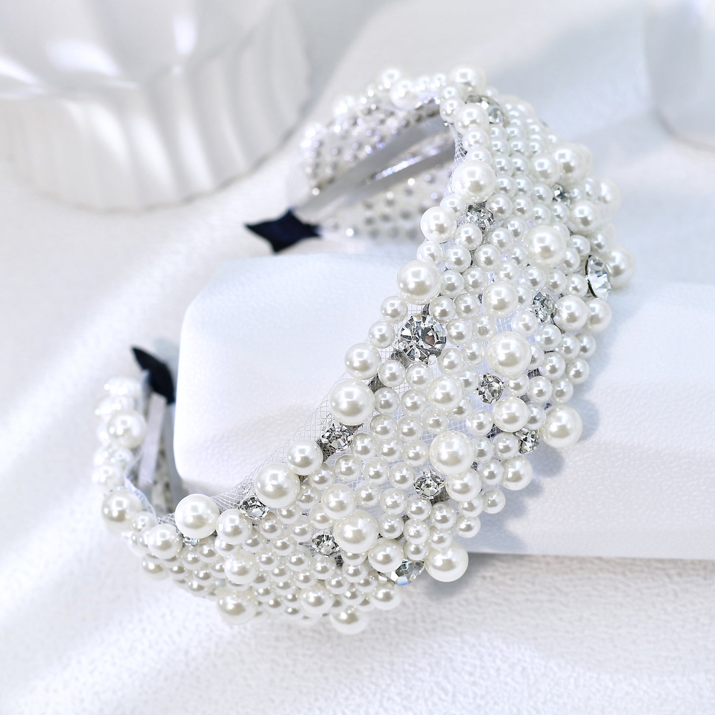 Retro Pearl Rhinestone Bridal Headband Party Hair Accessories - Bridella BYXA210
