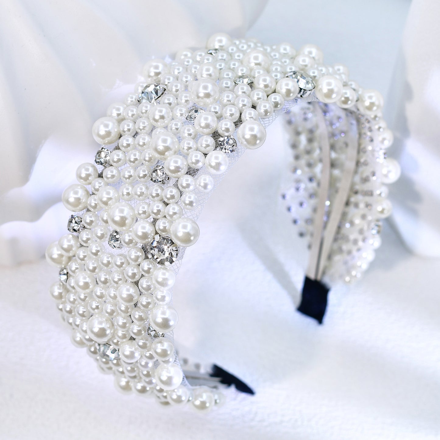Retro Pearl Rhinestone Bridal Headband Party Hair Accessories - Bridella BYXA210