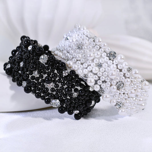 Retro Pearl Rhinestone Bridal Headband Party Hair Accessories - Bridella BYXA210