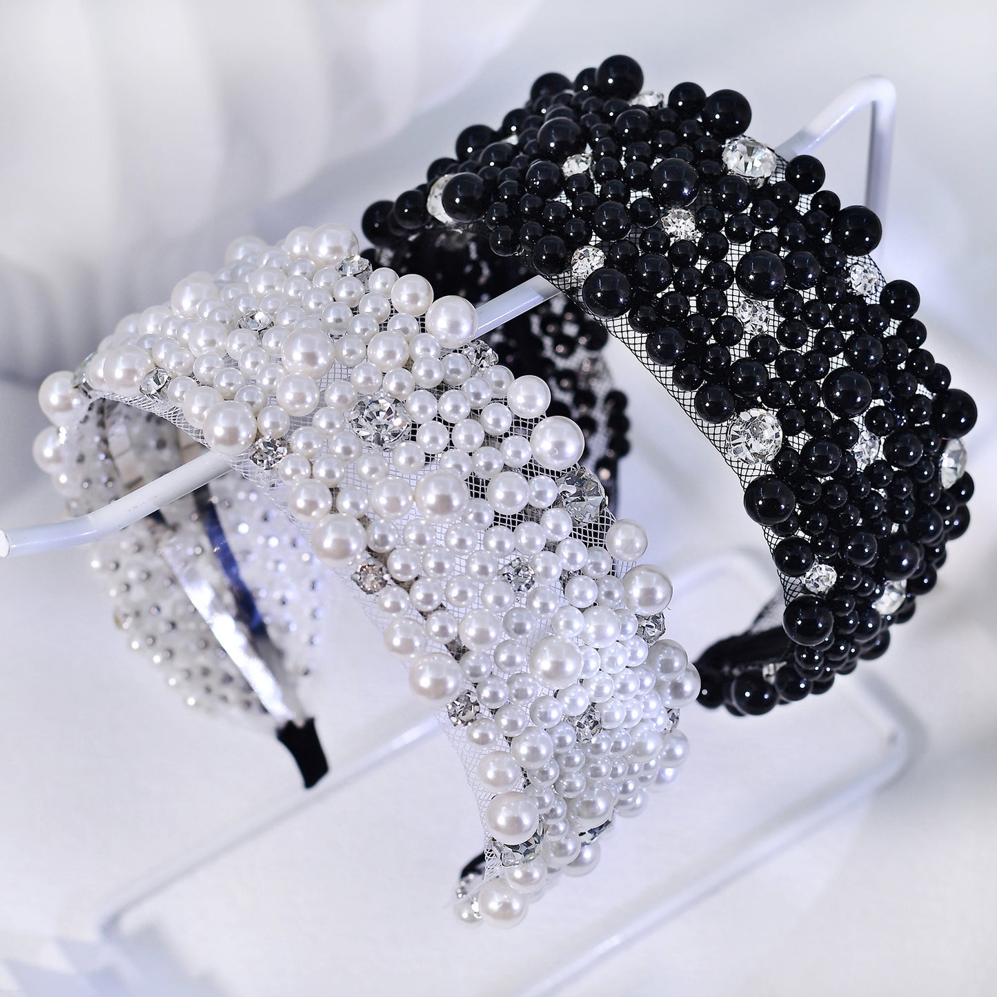 Retro Pearl Rhinestone Bridal Headband Party Hair Accessories - Bridella BYXA210
