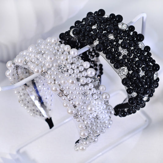 Retro Pearl Rhinestone Bridal Headband Party Hair Accessories - Bridella BYXA210