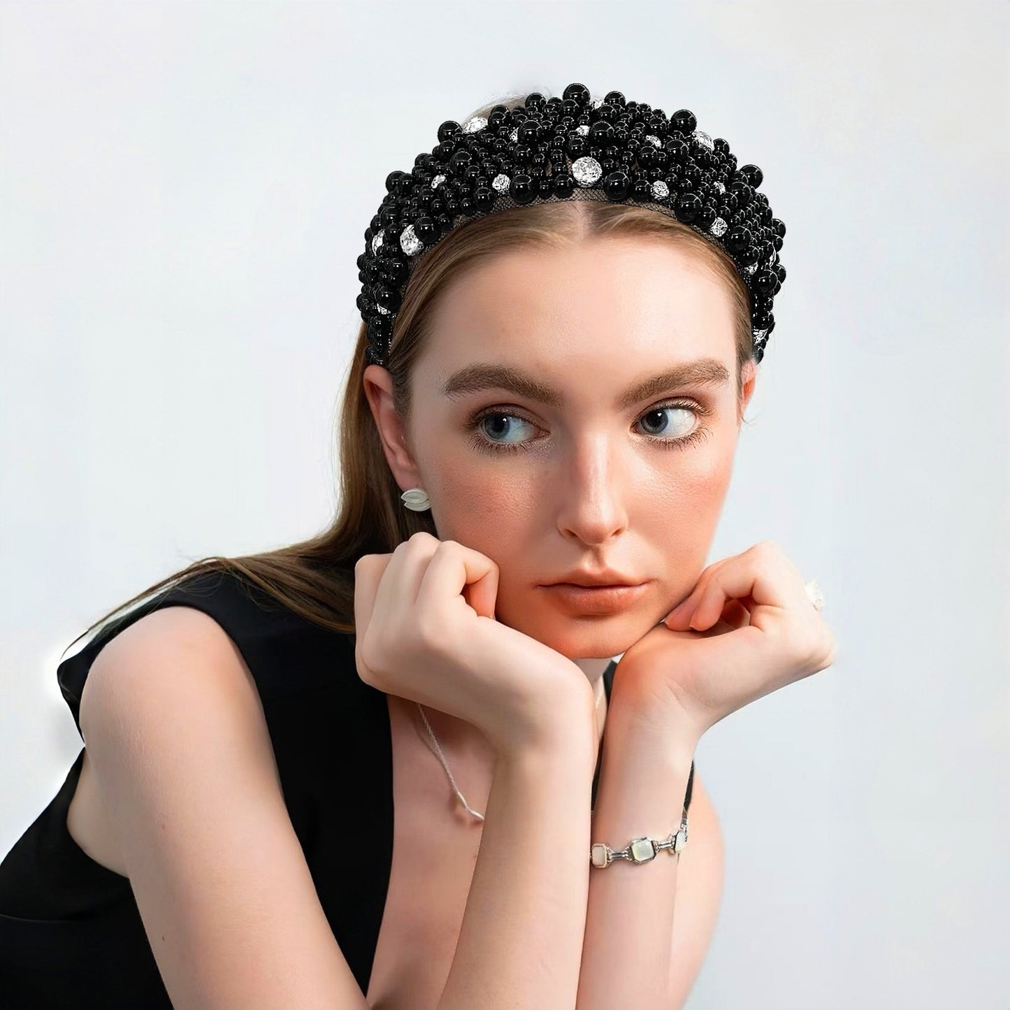 Retro Pearl Rhinestone Bridal Headband Party Hair Accessories - Bridella BYXA210