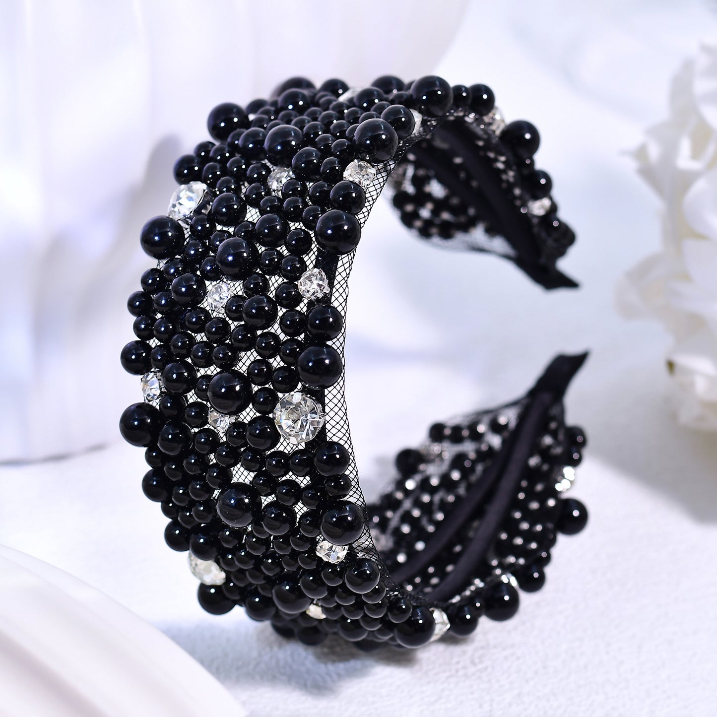Retro Pearl Rhinestone Bridal Headband Party Hair Accessories - Bridella BYXA210