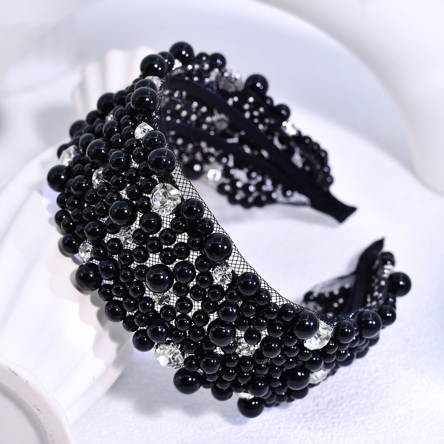 Retro Pearl Rhinestone Bridal Headband Party Hair Accessories - Bridella BYXA210