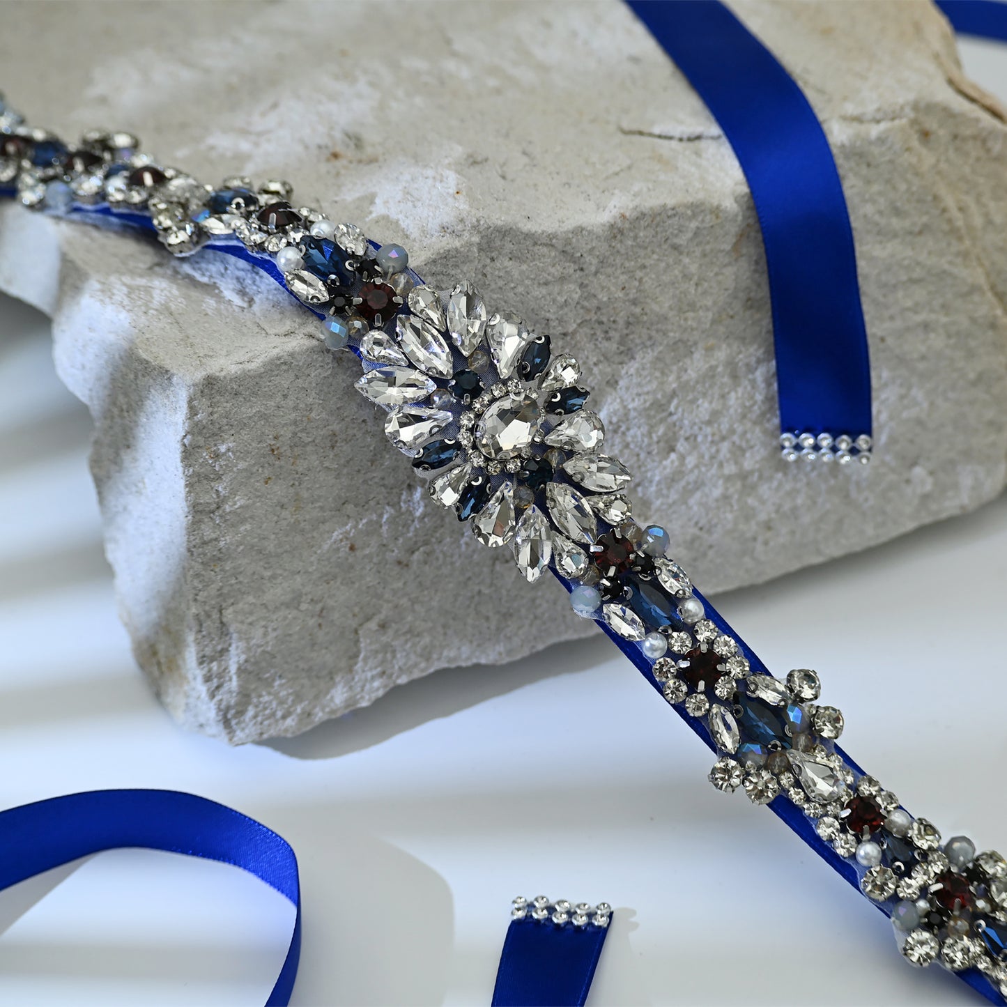 Bridella BS125ML Ivory Rhinestone & Pearl Belt