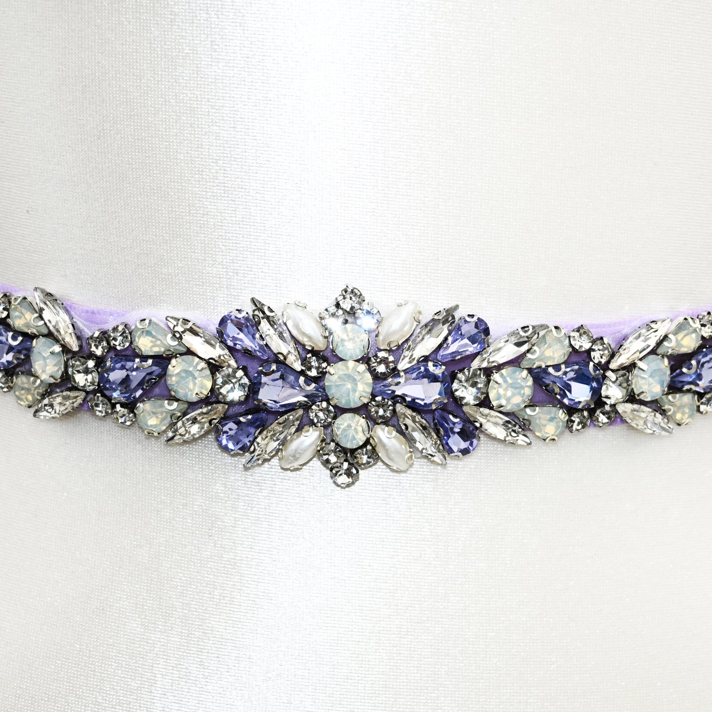 Lavender Rhinestone & Pearl Belt - Bridella BS57LA