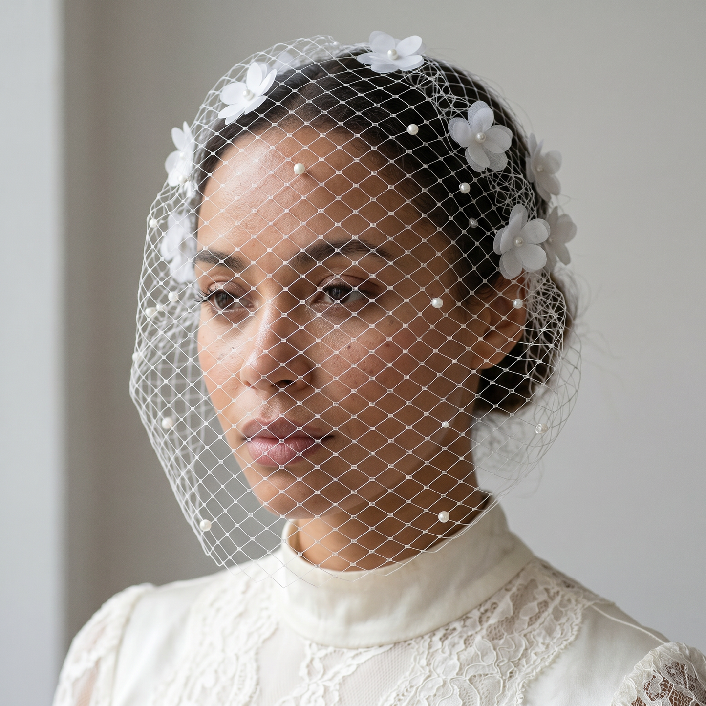 Floral Bridal Veil Headband Wedding Hair Accessory - Bridella BVA27-W