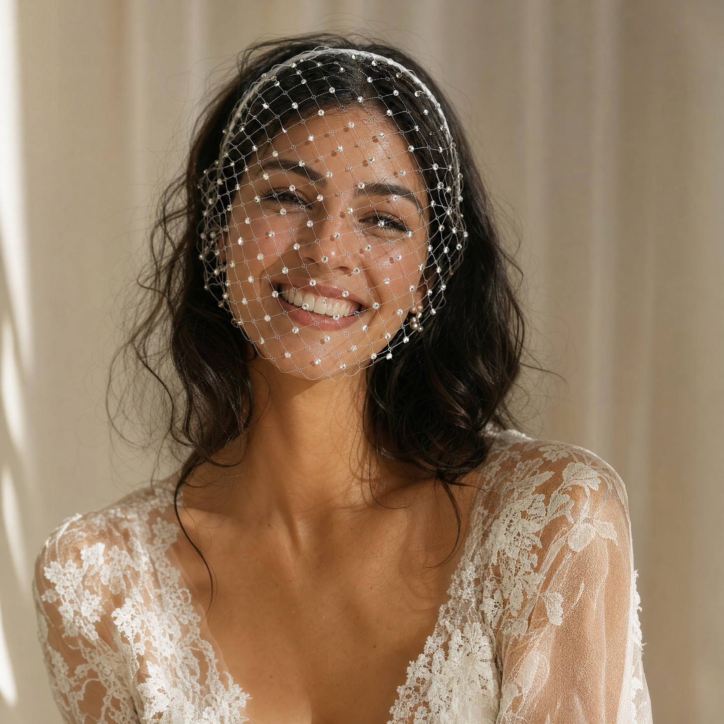 Sparkling Rhinestone Birdcage Bridal Veil Wedding - Bridella BMA16-M