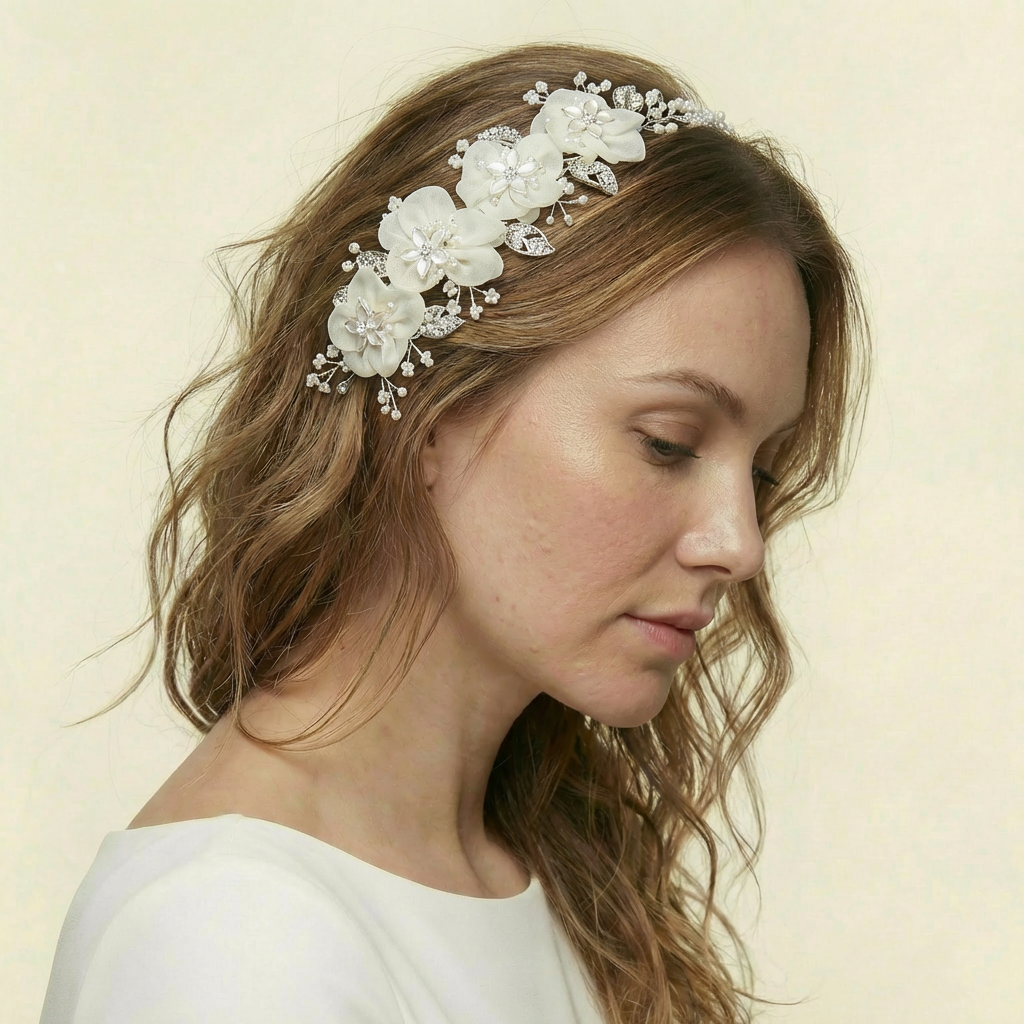 Pearl Flower Bridal Hair Vine Wedding Headpiece – Bridella BHP274-S