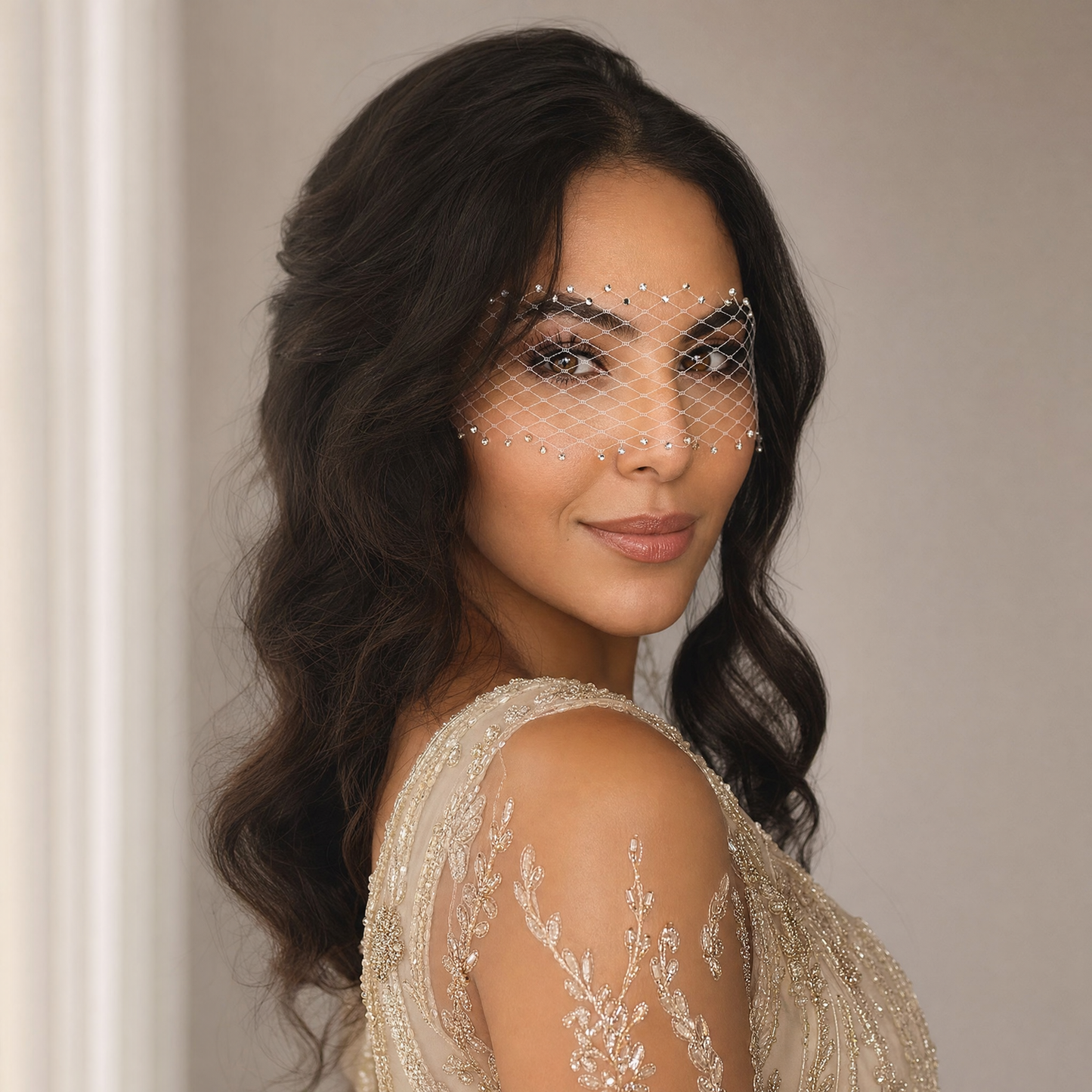 Sparkling Birdcage Bridal Veil Diamond Wedding Veil - Bridella BMA17-W