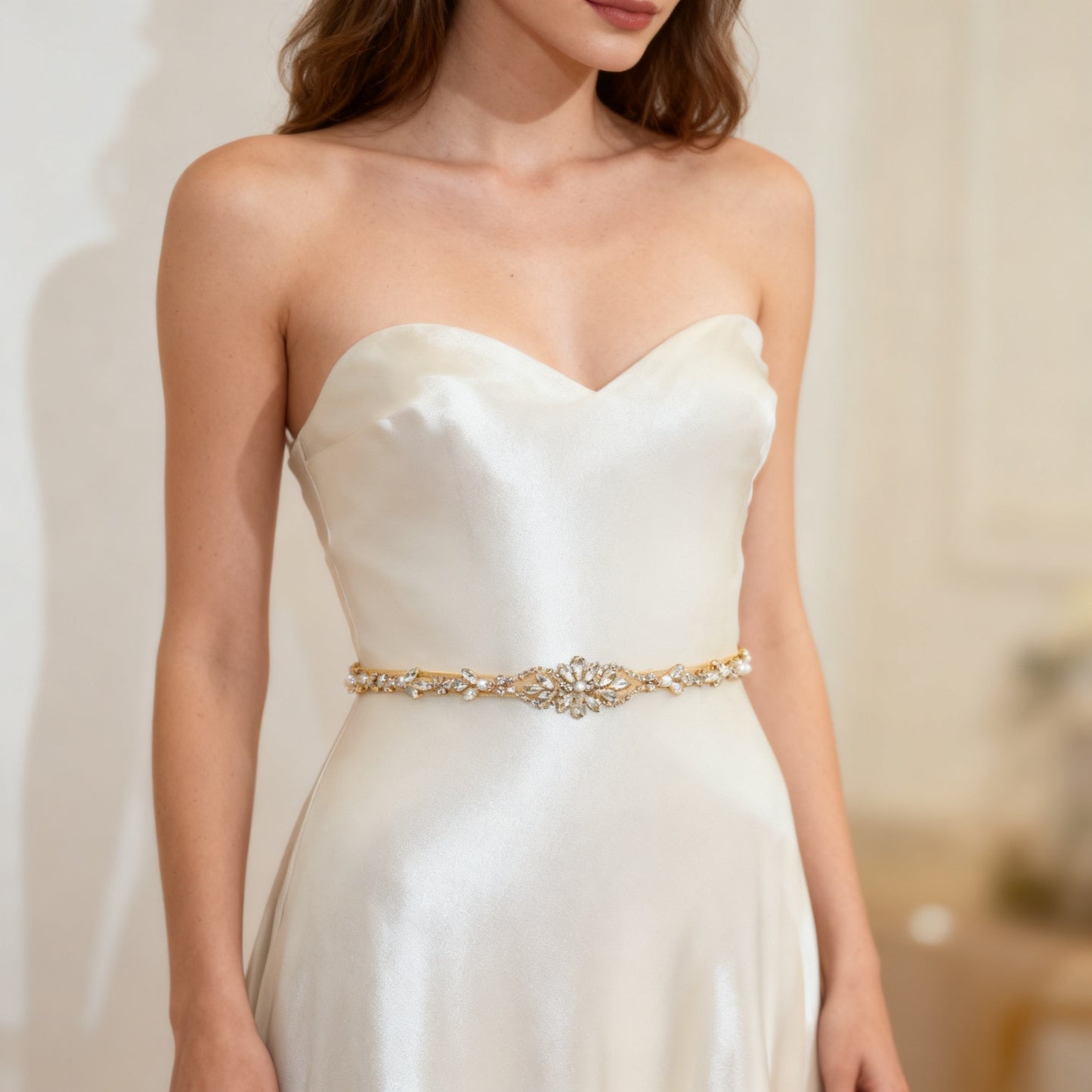 Bridella BS09G Gold Rhinestone & Pearl Accessory