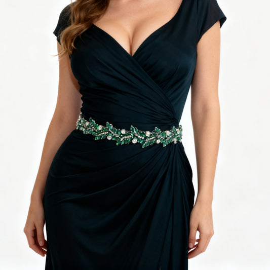 Bridella BS242KL Emerald Rhinestone Belt