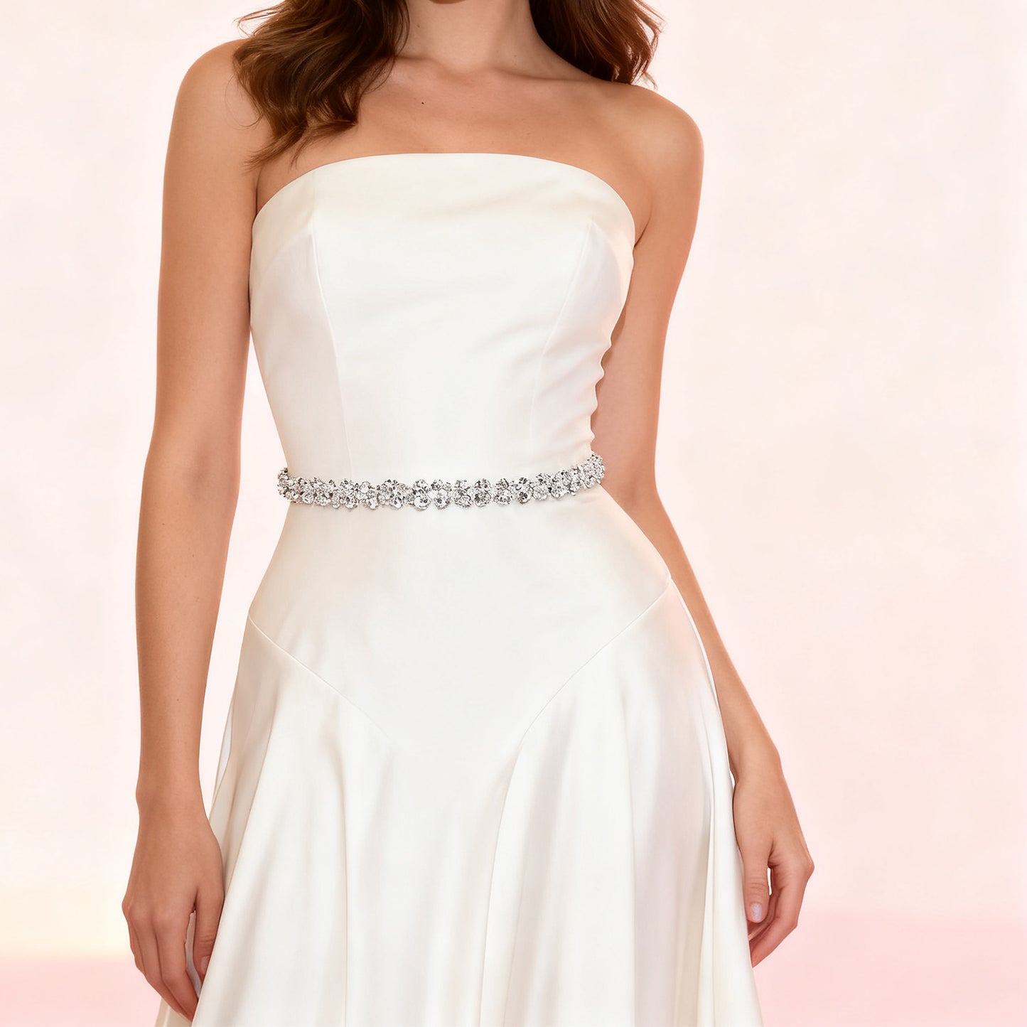 Bridella BS308 Silver Rhinestone Chain Belt