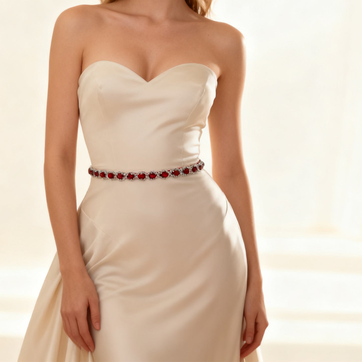 Bridella BS190R-Wine Red Wine Rhinestone Belt