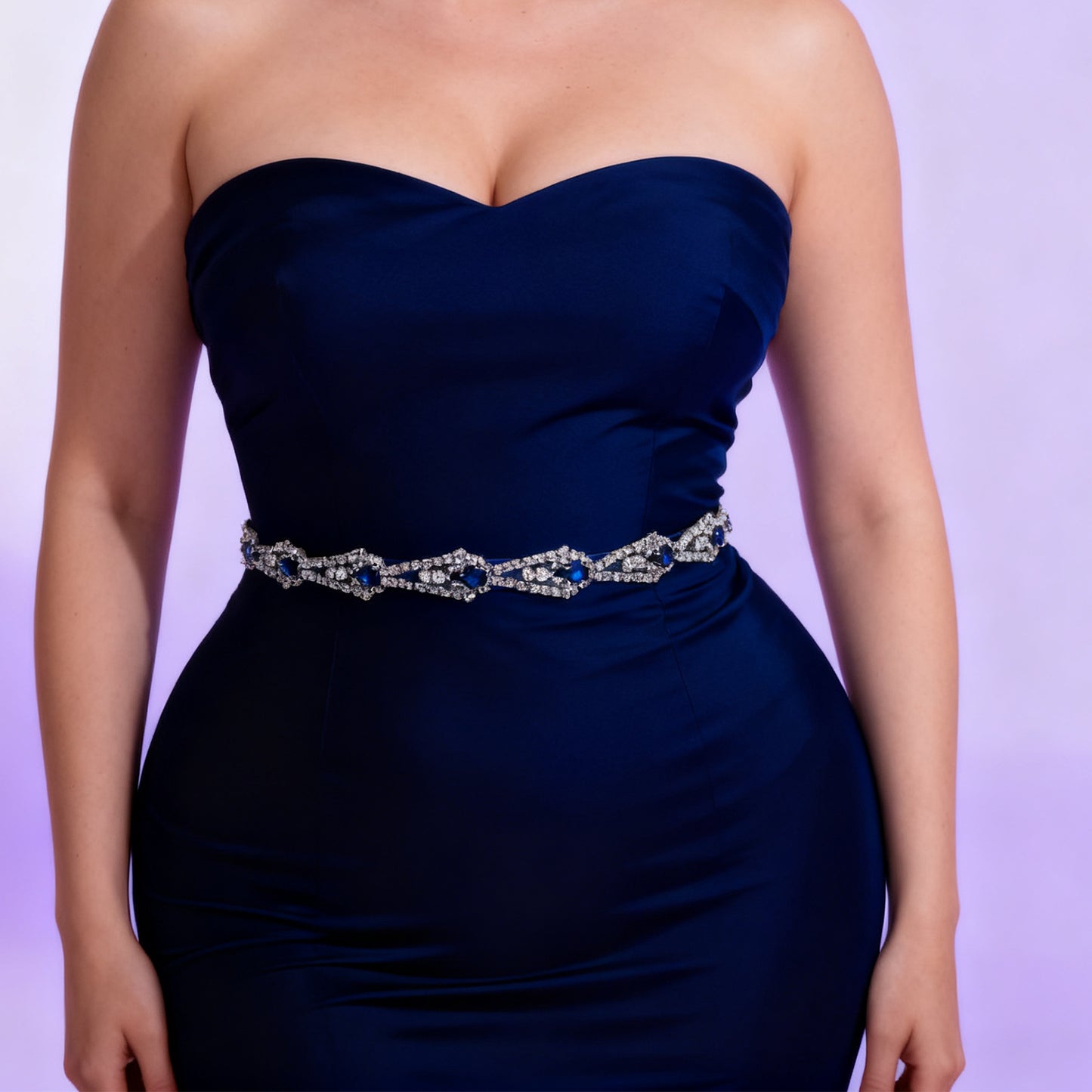 Bridella BS31ML Navy Rhinestone Belt