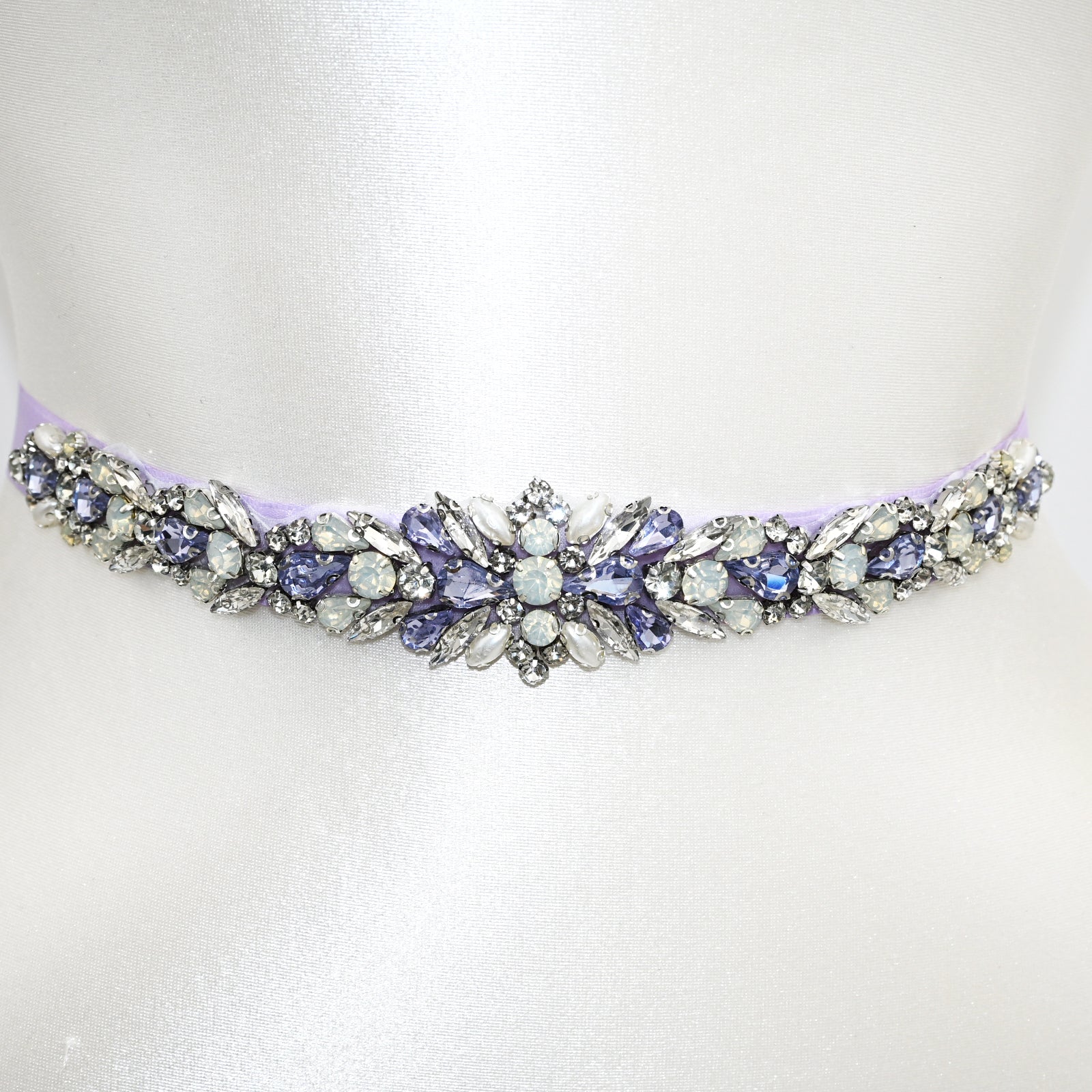 BS57LA lavender rhinestone pearl belt