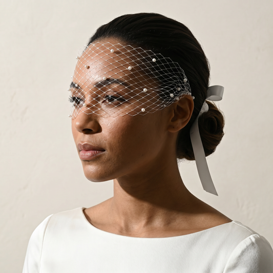 Classic Pearl Bridal Veil Wedding Blusher Veil - Bridella BMA31