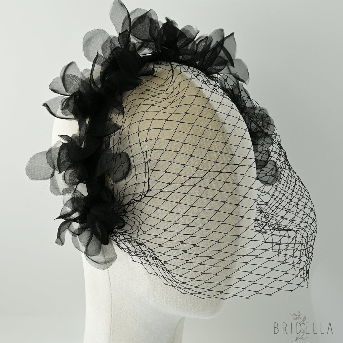Birdcage Bridal Veil Short Face Veil Wedding Hair Accessory - Bridella BVA25 - Black