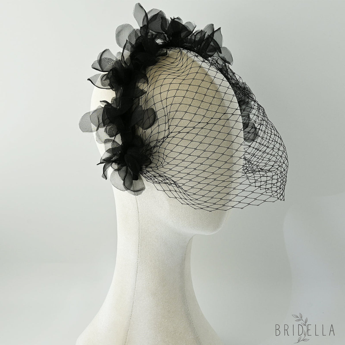 Birdcage Bridal Veil Short Face Veil Wedding Hair Accessory - Bridella BVA25 - Black