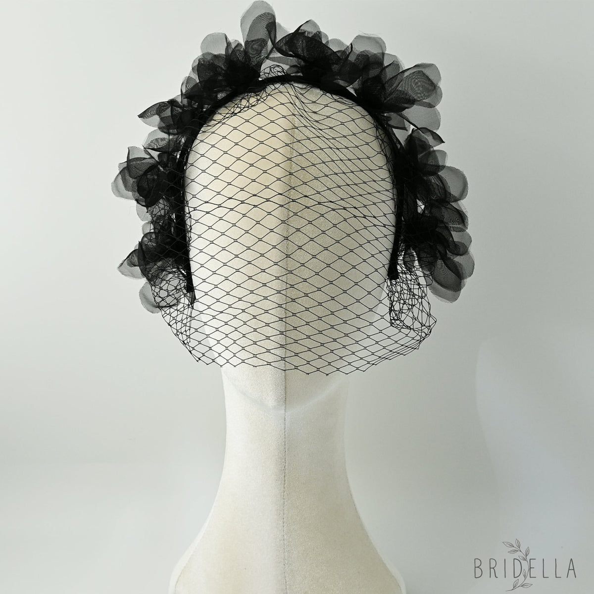 Birdcage Bridal Veil Short Face Veil Wedding Hair Accessory - Bridella BVA25 - Black