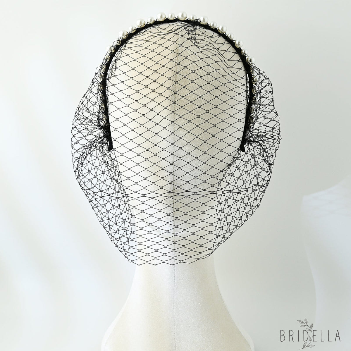 Black Birdcage Veil Bridal Blusher Face Veil Vintage Wedding Hair Accessory - Bridella BVA11-B - Black