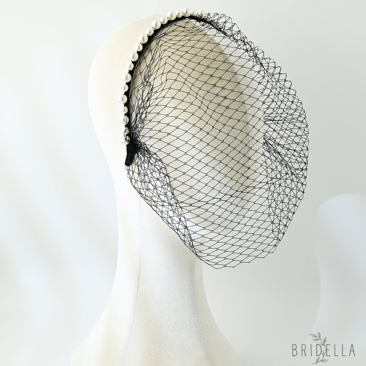 Black Birdcage Veil Bridal Blusher Face Veil Vintage Wedding Hair Accessory - Bridella BVA11-B - Black