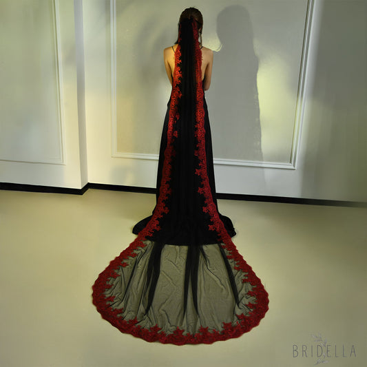 M126-B black lace mesh veil
