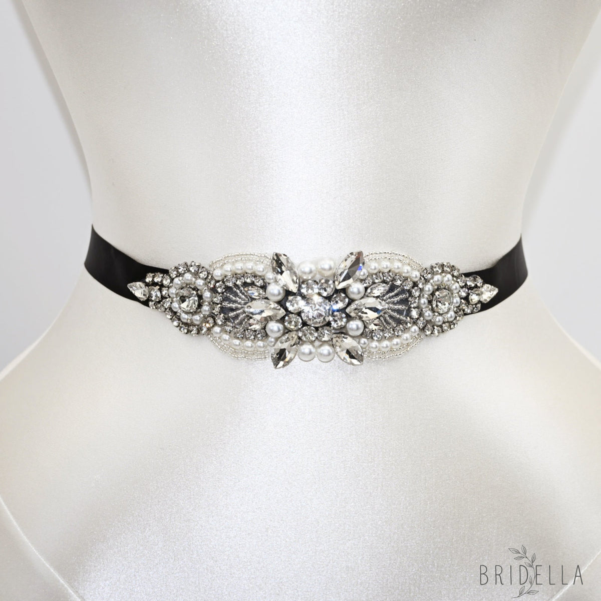 Black Rhinestone Bridal Belt Wedding Sash – Bridella BS159-B - Black Ribbon - Blets